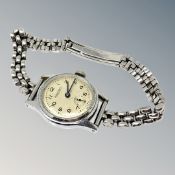 A vintage nickel plated and stainless steel wristwatch signed Audemars