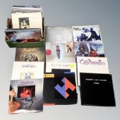 A box of vinyl records, Cinderella, Yes, Deep Purple, Elton John, Rush, Lindisfarne,