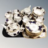 A tray of forty two pieces of antique Coalport tea china, together with similar comport.