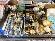 A box and basket containing trophies