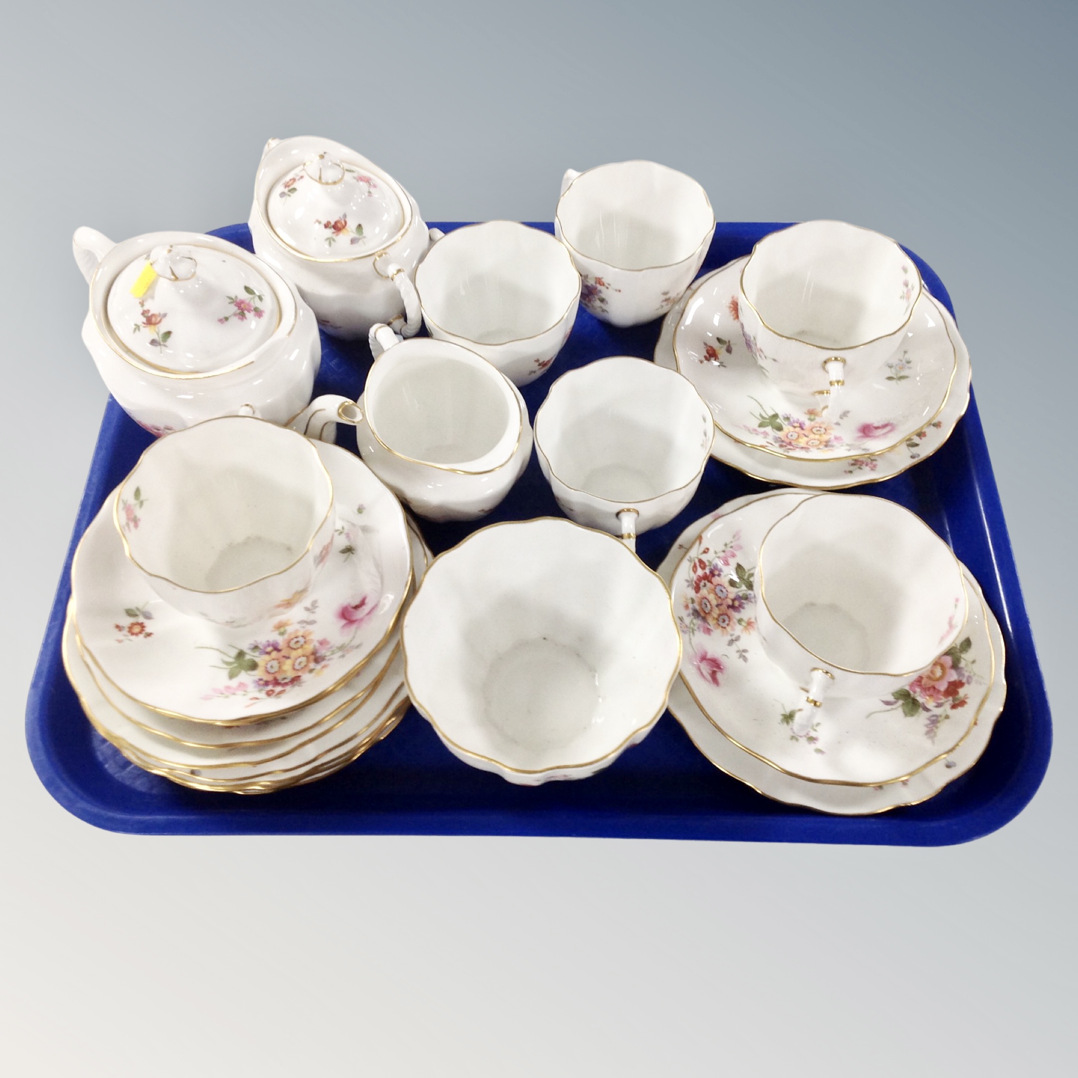 A twenty-two piece Royal Crown Derby Posies bone china tea service CONDITION REPORT: