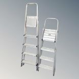Two sets of aluminium folding steps by Abru and Beldray