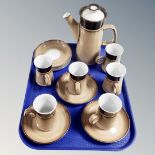 A tray of thirteen piece Denby stoneware coffee service