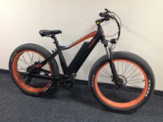 A VTUVIA SJ26 electric front suspension fat tyre E-bike with digital display, keys and charger,