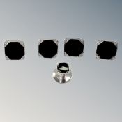 A set of six white gold agate dress studs CONDITION REPORT: 6.