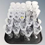 A tray of crystal glasses,