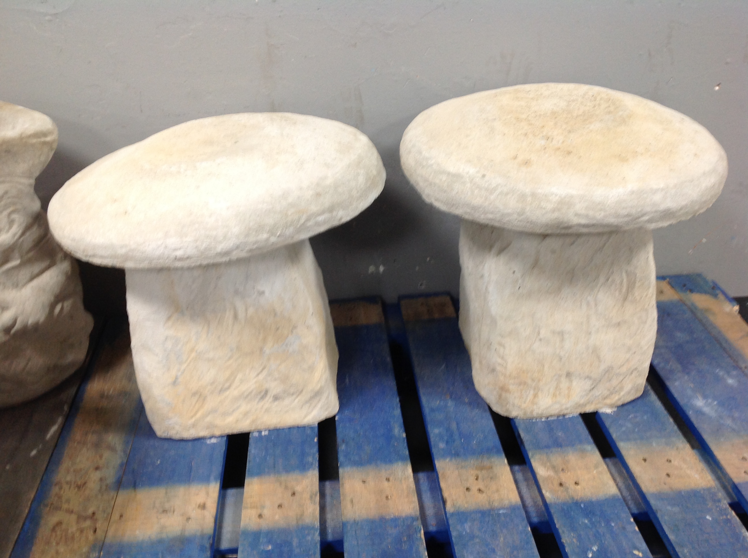 A pair of concrete staddle stones