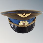 An Original Soviet AF/Airborne officer visor hat,