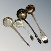 Four Georgian/Victorian silver sifting spoons,