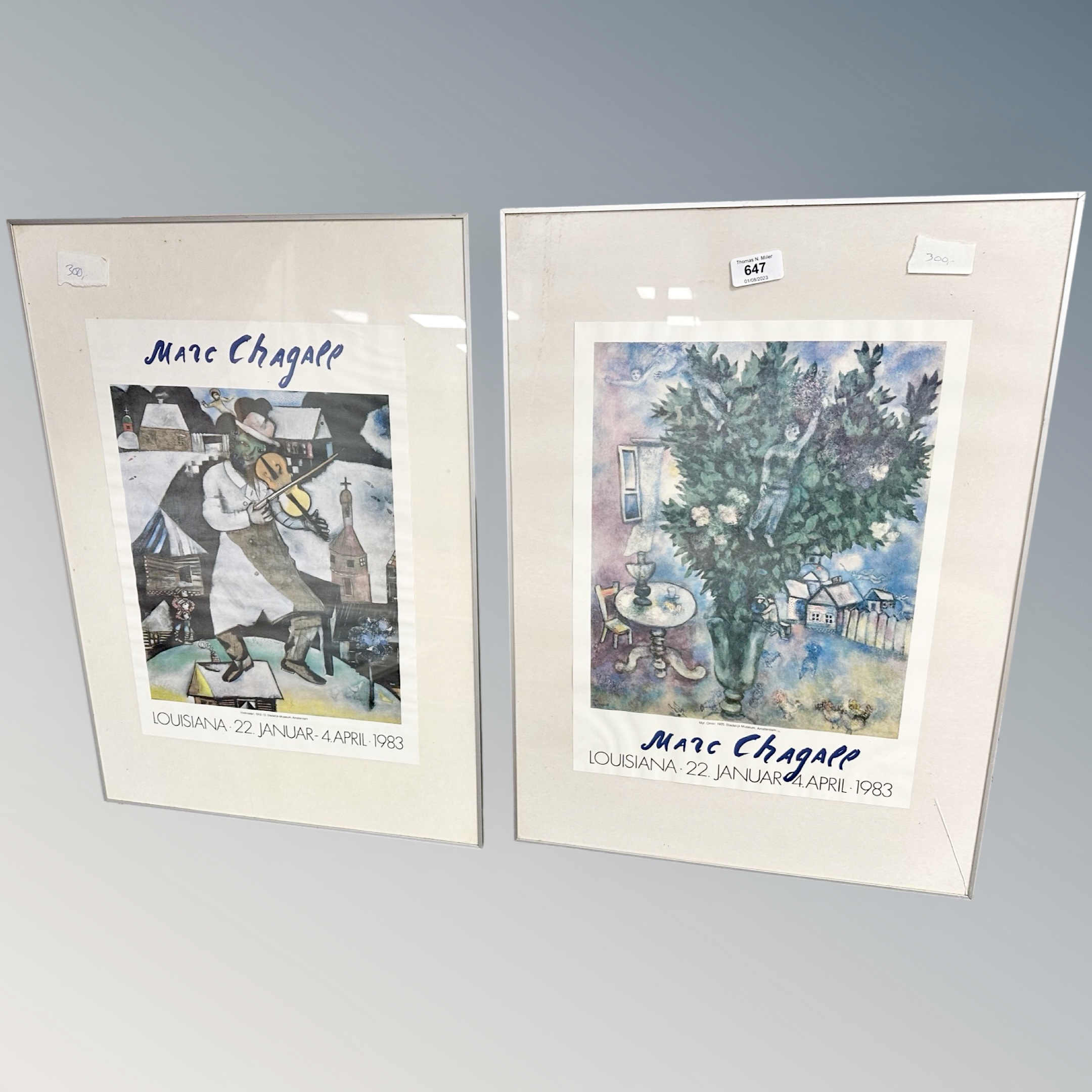 Three continental posters - Marc Chagall, together with one other.