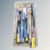 A box of Bosch and Bluecol wiper blades, new and sealed,