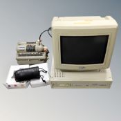 An Amstrad PC2086 / 30 hard drive unit with monitor together with a further box of vintage adding