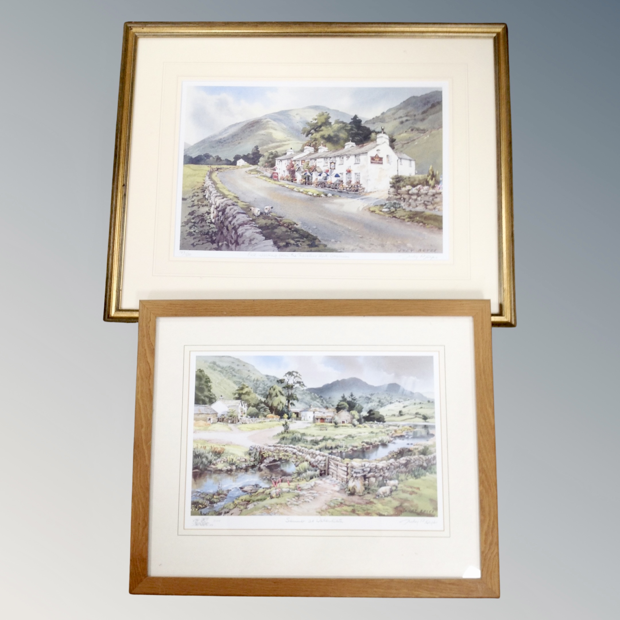Two Judy Boyes limited edition prints - Fell walking from the Traveller's Rest, Grassmere 183/8500,
