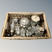 A box of silver items; lidded pots,