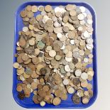 A tray of 19th and 20th century English and Foreign coins