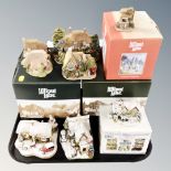 A tray of eight Lilliput Lane ornaments, four boxed.