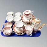 A tray of assorted tea ware, Royal Standard Fayre, Paragon Rockingham,