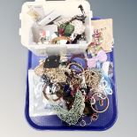 A tray of costume jewellery, some new and tagged.