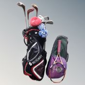 A Moto caddy golf bag, part set of clubs,