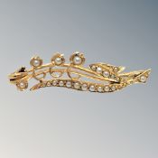 A gold seed pearl bar brooch CONDITION REPORT: Apparently unmarked. 2.