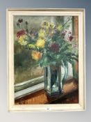 Continental school : Still life of flowers in a jug, oil on canvas,