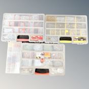 Four plastic compartmental organisers to include Stanley and Black & Decker,