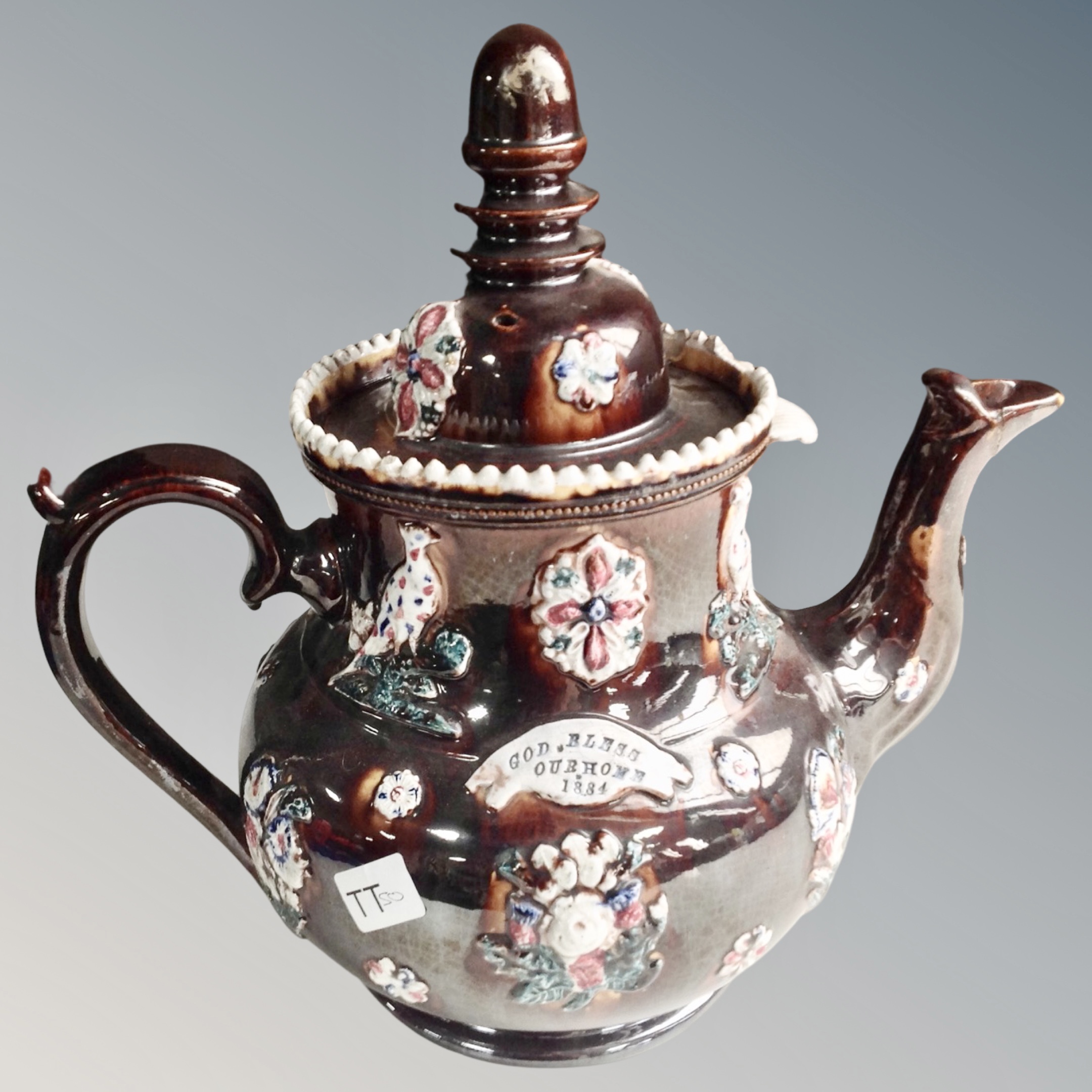 A 19th century Barge ware teapot,