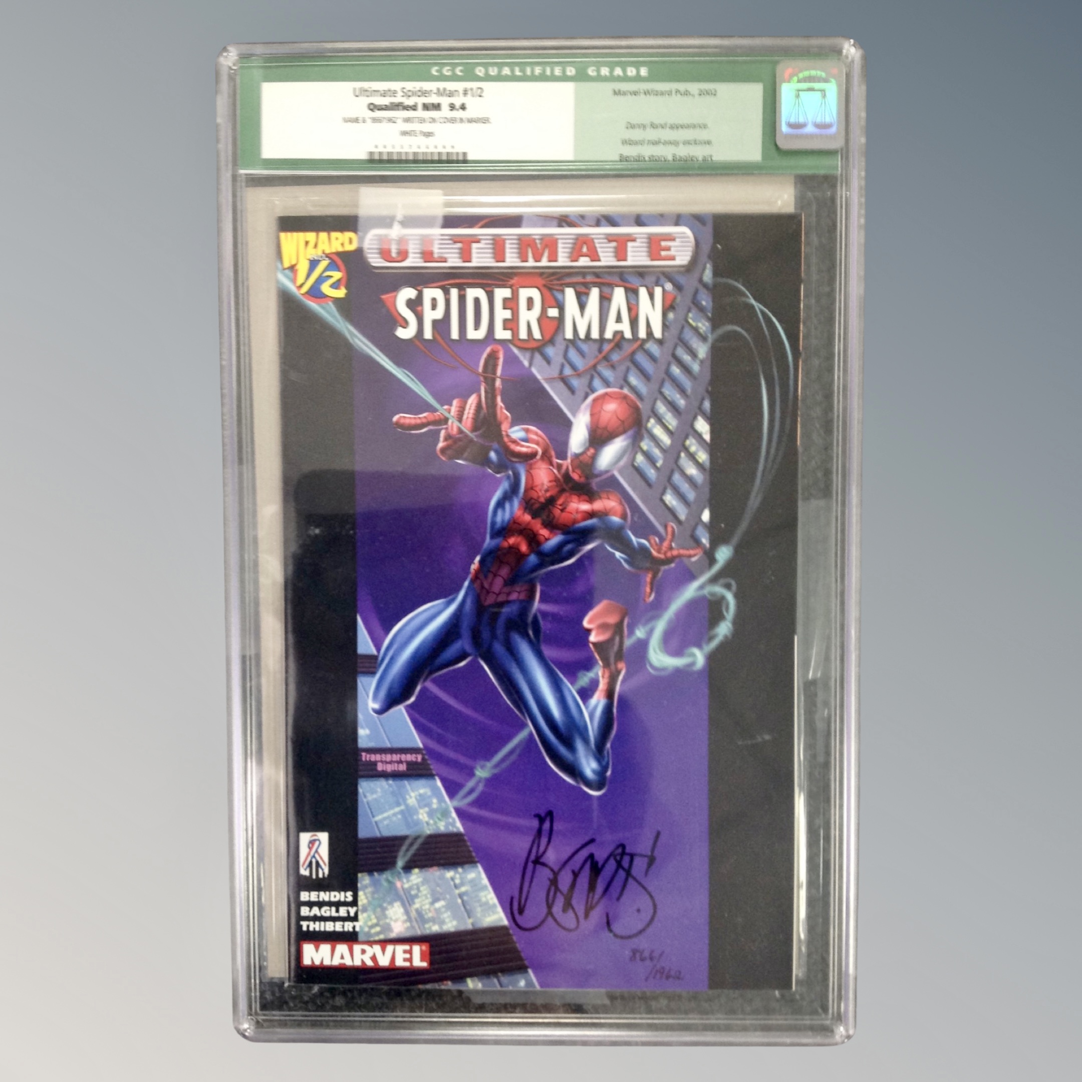 Marvel Comics : Wizard Publication Ultimate Spider-Man number 1/2, signed limited edition 866/1962,
