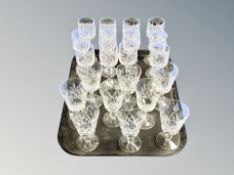 A tray of lead crystal drinking glasses