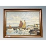 Rosenkrans : Boats in a harbour, oil on canvas,