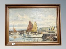 Rosenkrans : Boats in a harbour, oil on canvas,