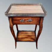 A Victorian style two tier side table fitted a drawer