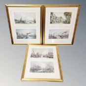 Six colour engravings -Scenes of London,