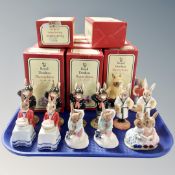 A tray of thirteen Royal Doulton Bunnykins figures - boxed, some duplicated.