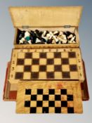A box of chess pieces,