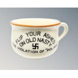 A small novelty Fieldings ash pot 'Flip your ashes on Old Nasty, The Violation of Poland',