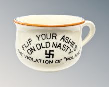 A small novelty Fieldings ash pot 'Flip your ashes on Old Nasty, The Violation of Poland',