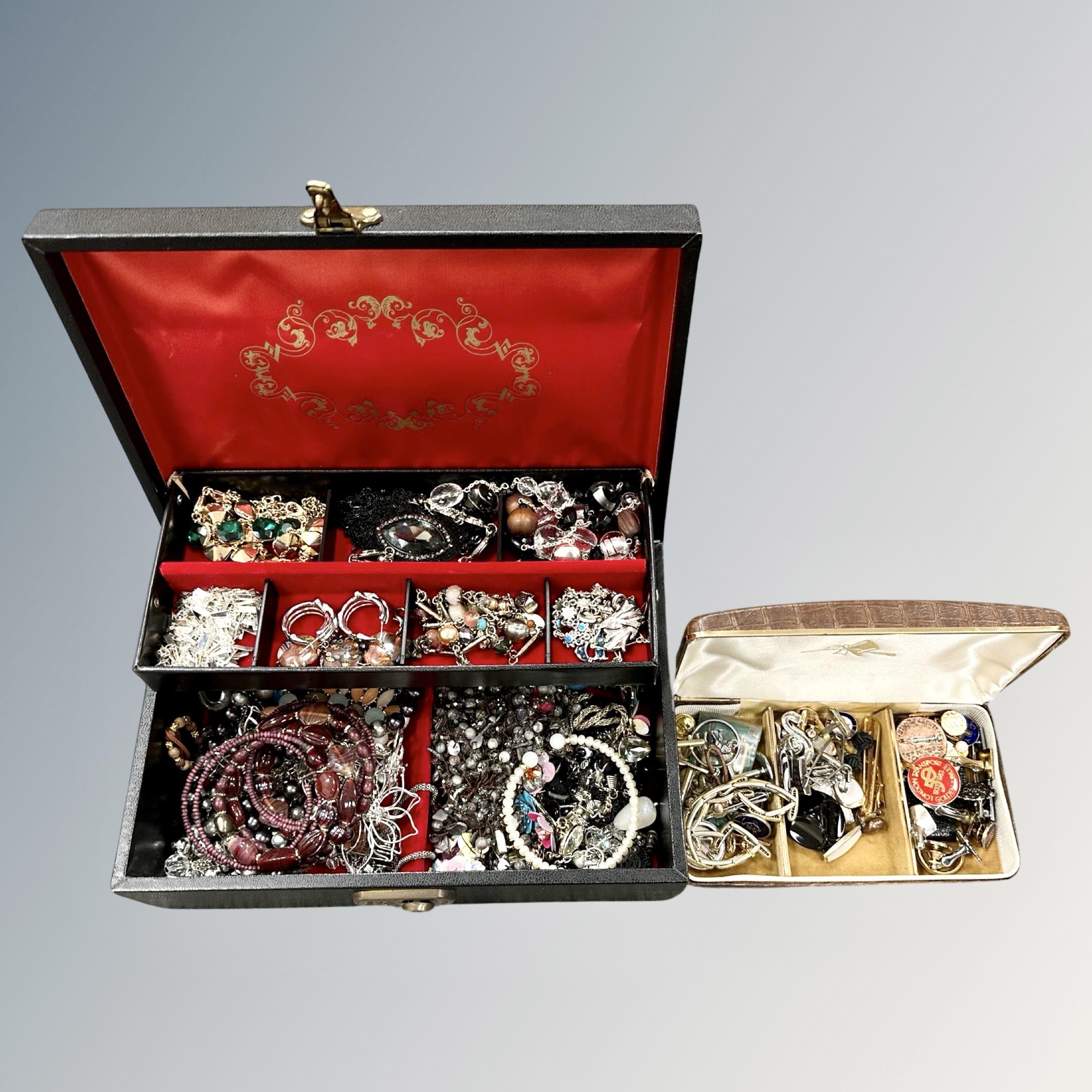 Two boxes of mixed costume jewellery