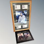 A Mark Harmon NCIS photograph, signed, together with further cast photograph, framed as one,