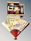 A box of Japanese style parasol and wall fan, musical trinket box in the form of a table,