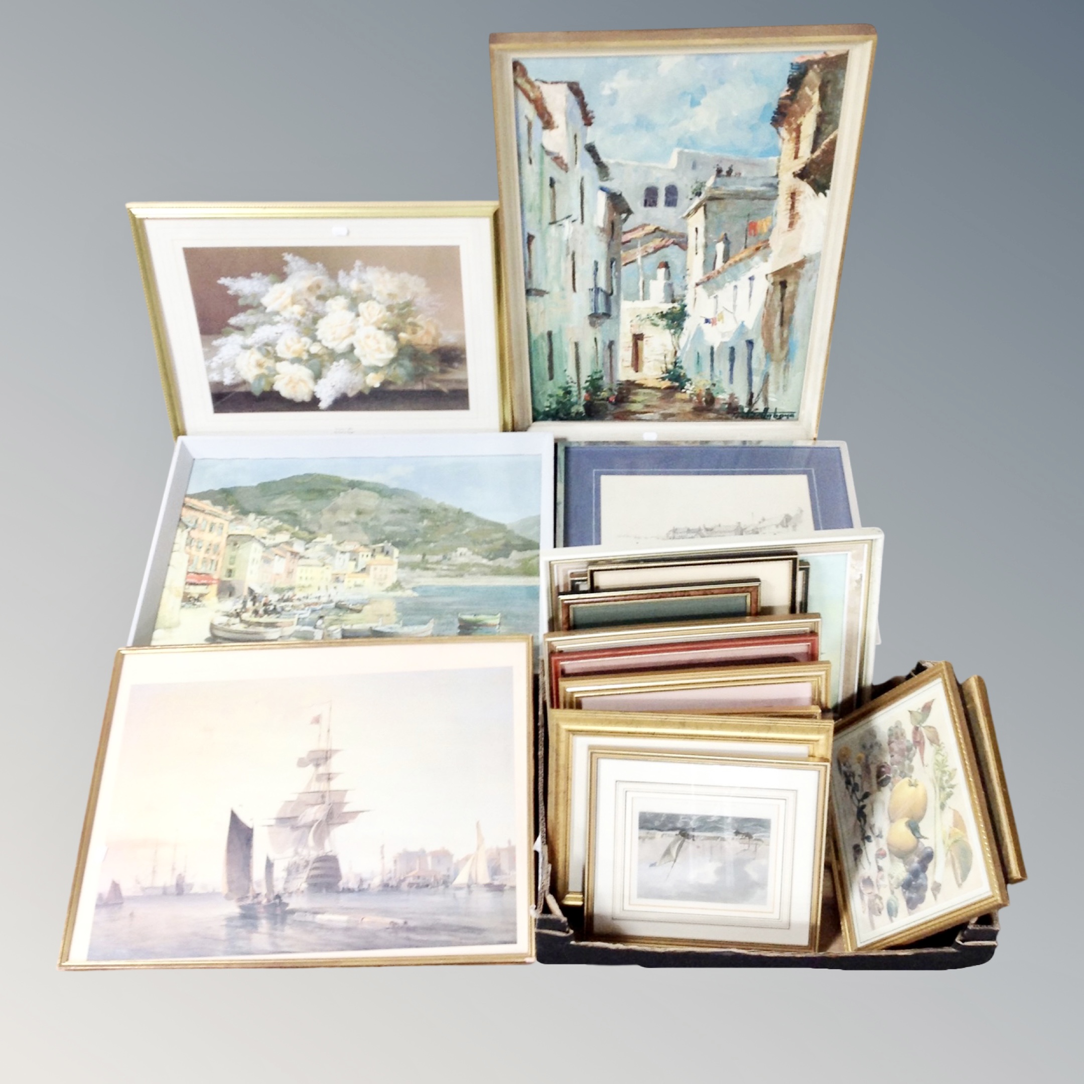 A quantity of assorted pictures and prints -Colour engravings, Nautical themes,