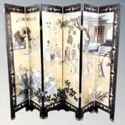 A six-fold double sided Japanese lacquered screen