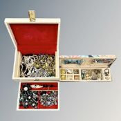 Two boxes of mixed costume jewellery