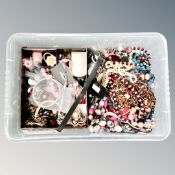 A crate of a large quantity of costume jewellery