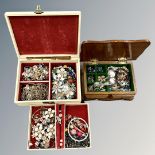 Two boxes of mixed costume jewellery