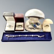 Silver jewellery to include Wedgwood bar brooch, pendant on chain,