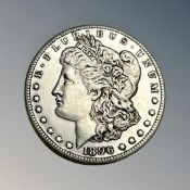 An American 1896 silver dollar