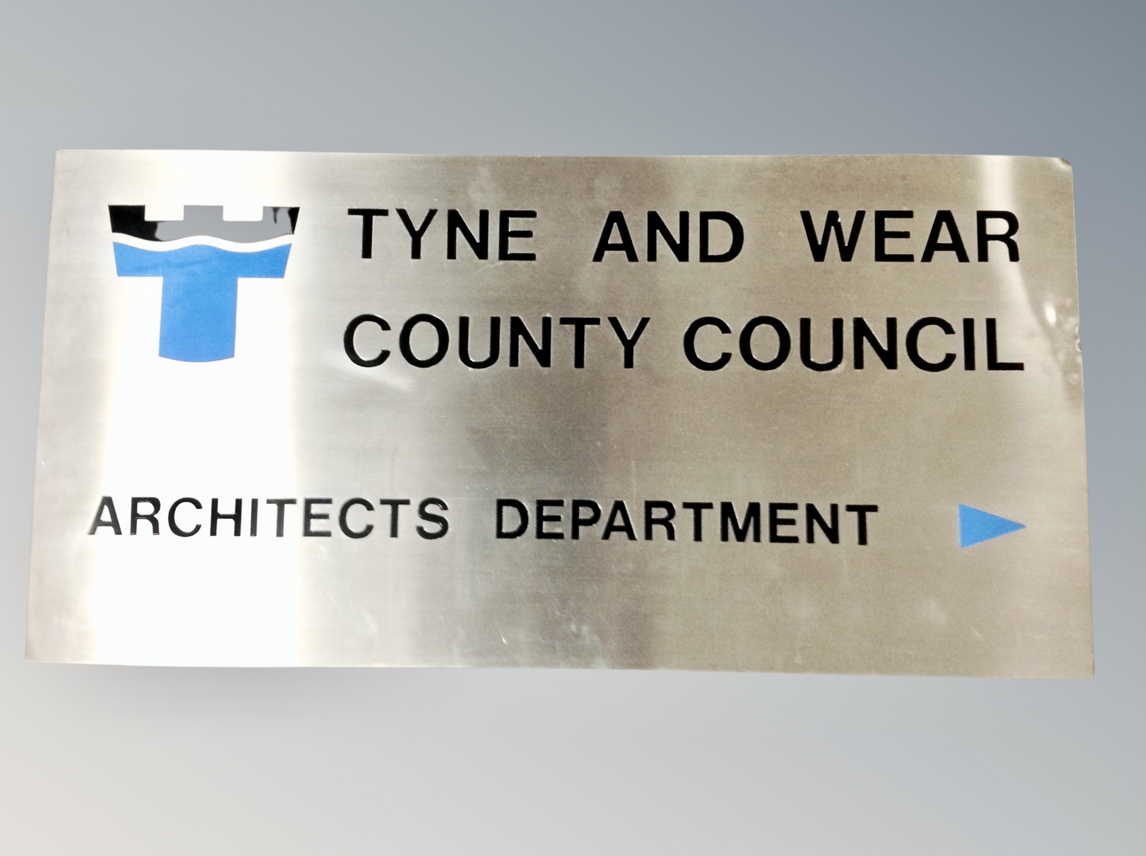 A Tyne and Wear County Council Architects Department metal sign