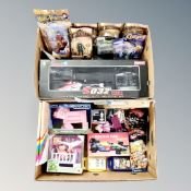 Two boxes of Gyro 3-5 channel remote controlled helicopter, Action figures to include Harry Potter,