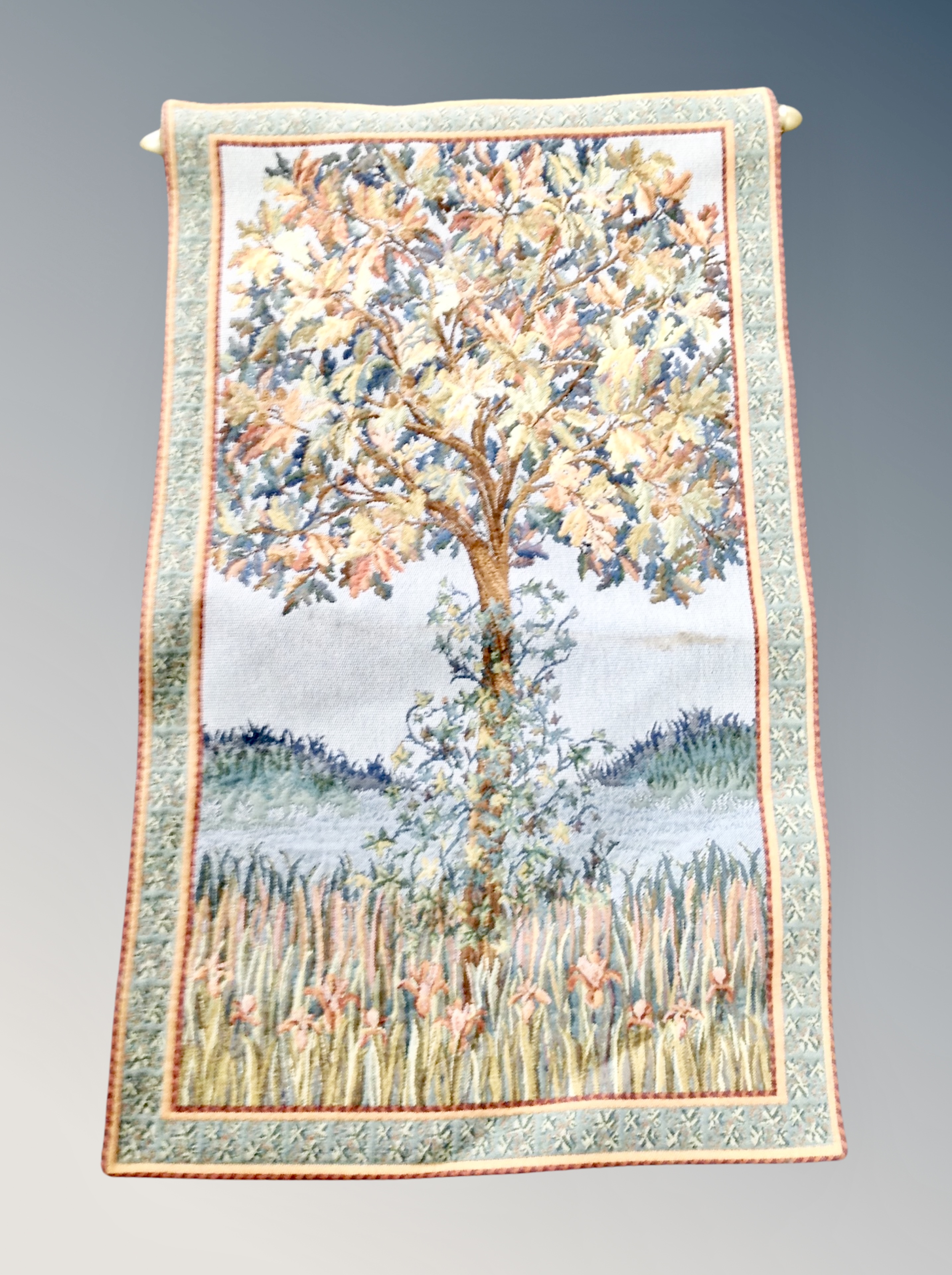 A Flanders tapestry tree of life 46 cm x 82 cm on pole